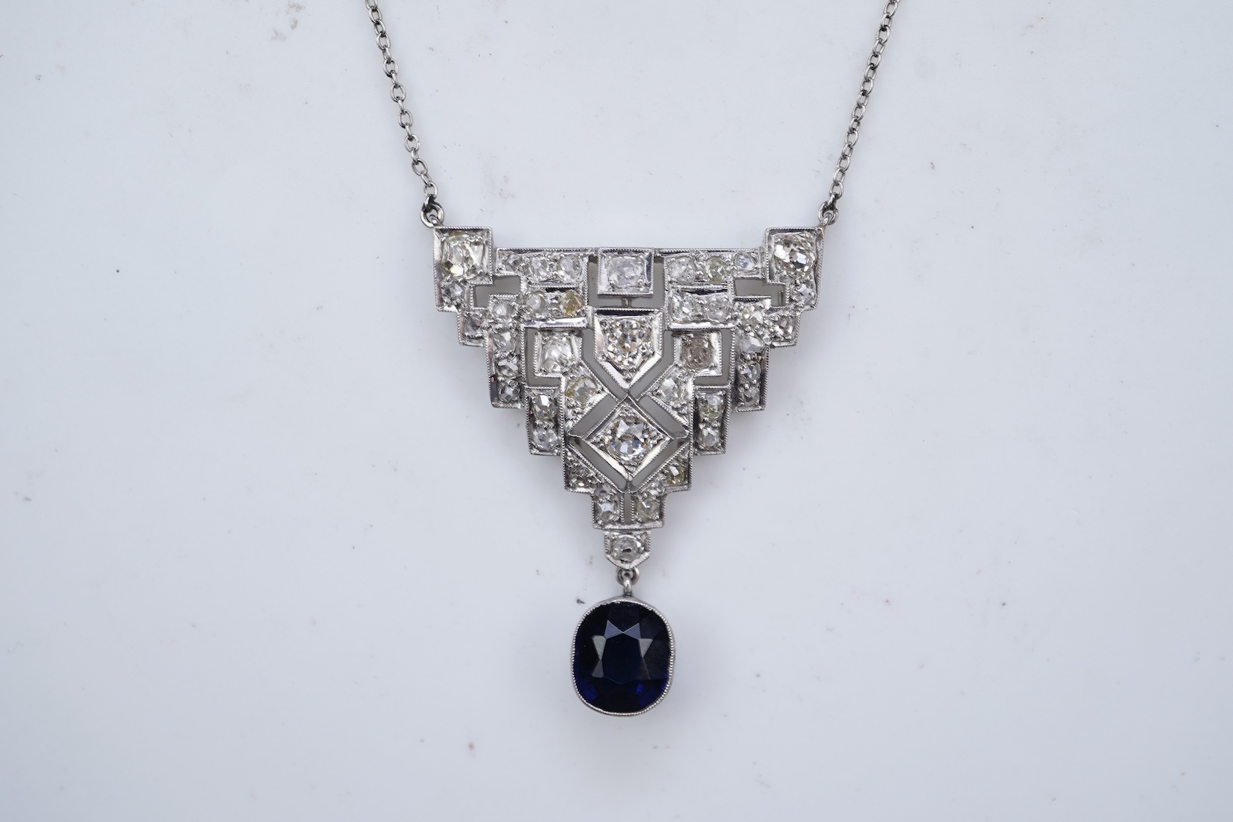 An Art Deco diamond pendant, 1930s and later